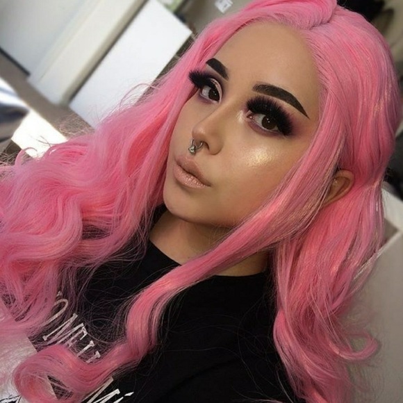 22” Pinkwith streaks body wavy LaceFront Wig NEW